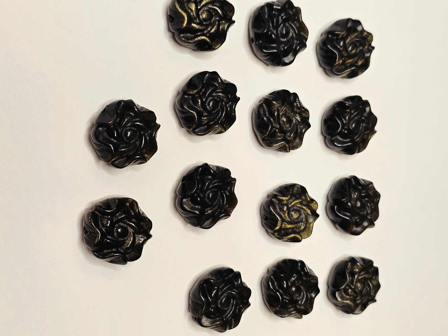 Golden Obsidian Flower Charm