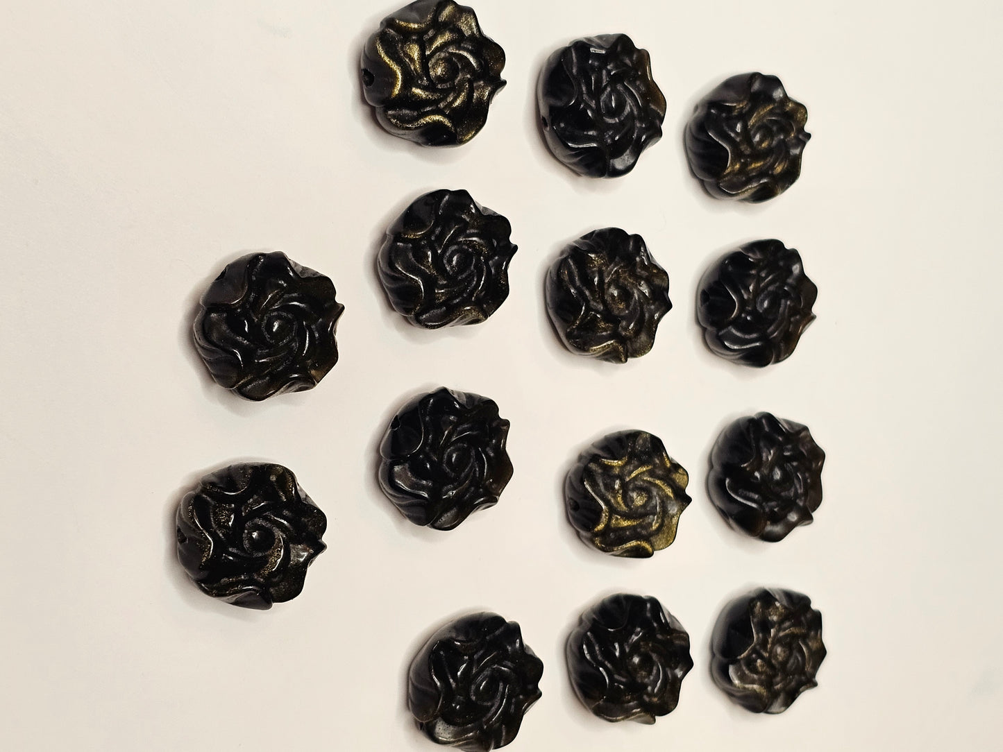 Golden Obsidian Flower Charm