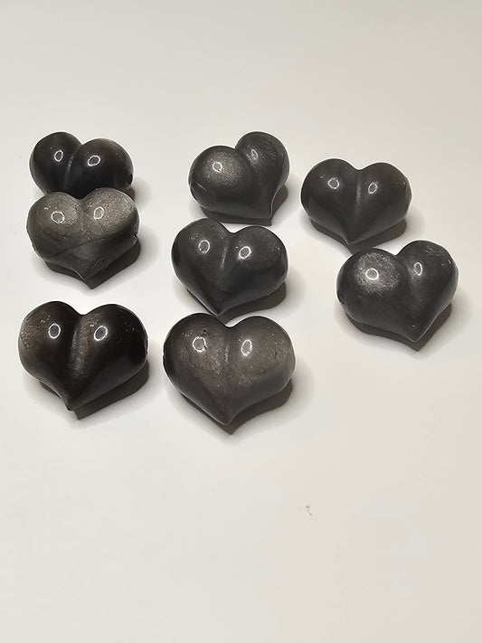 Silver Obsidian Heart Charm
