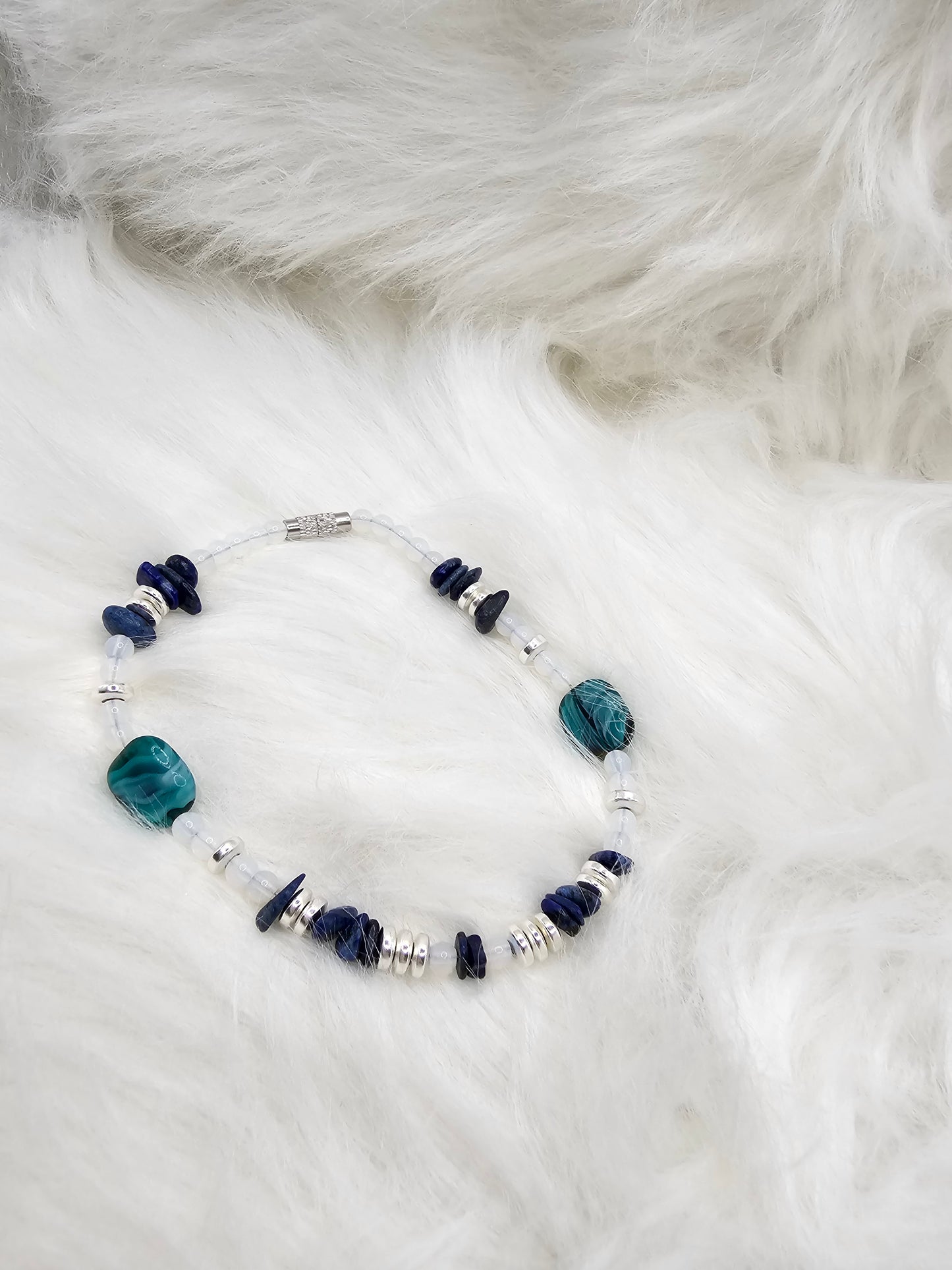 Blue chip and opal anklet