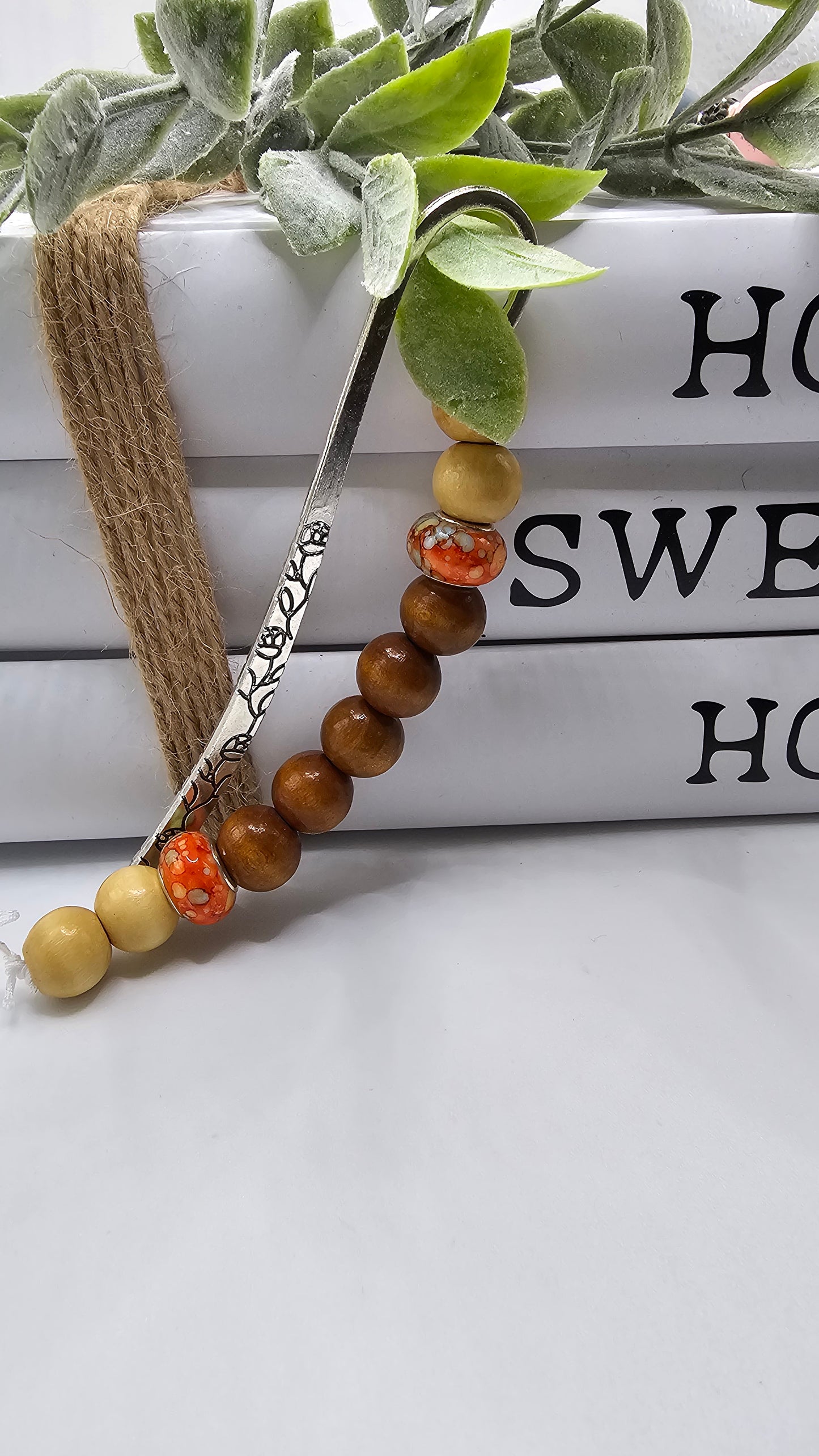 Wooden bead bookmark