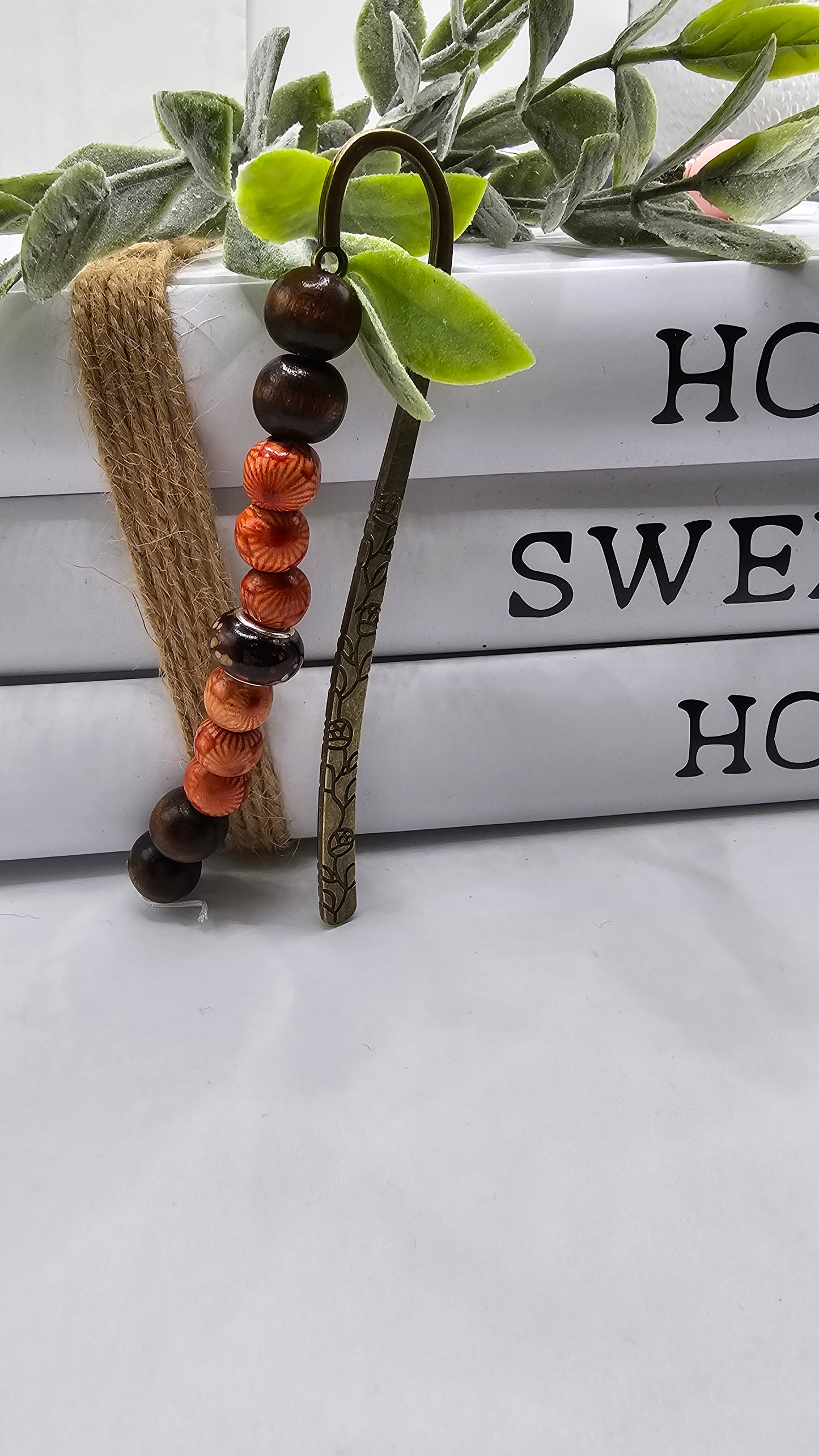 Wooden bead bookmark