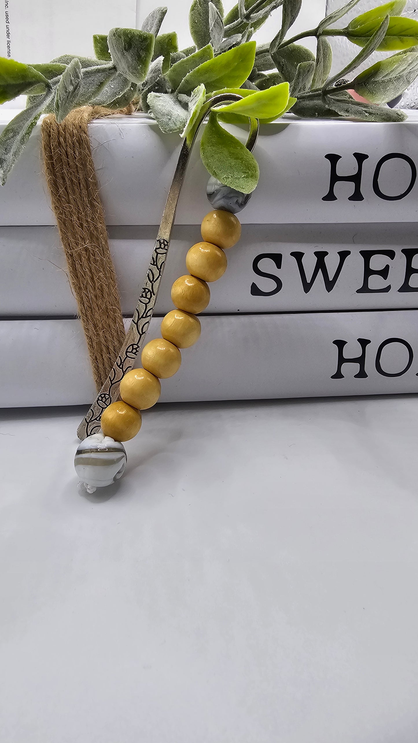 Wooden bead bookmark