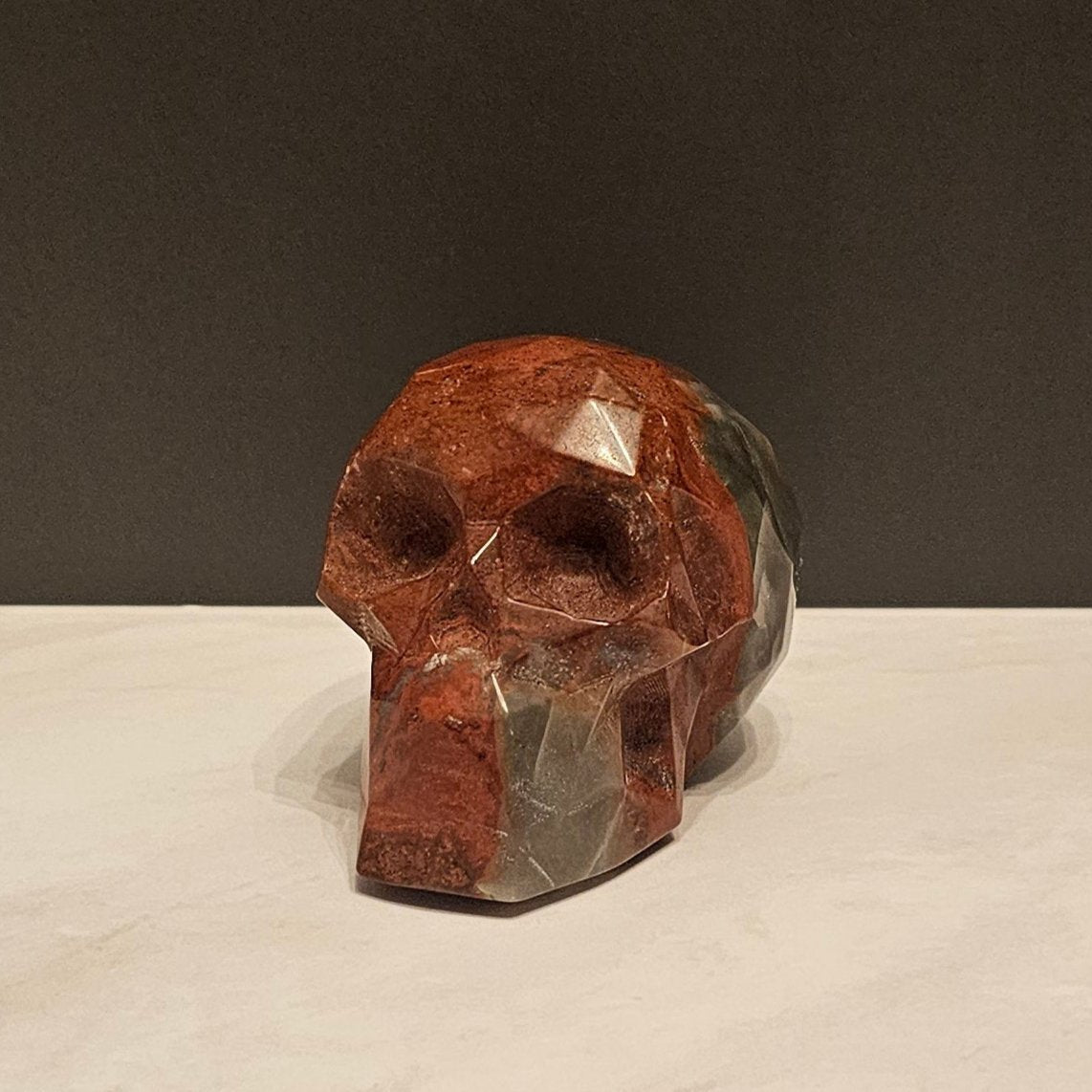 Red Jasper Geometric Skull