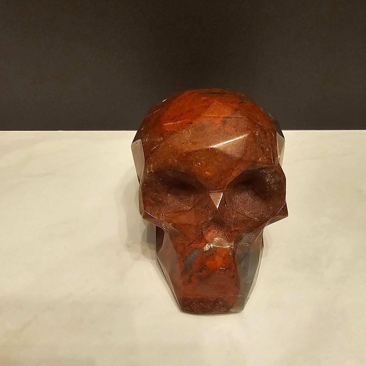 Red Jasper Geometric Skull