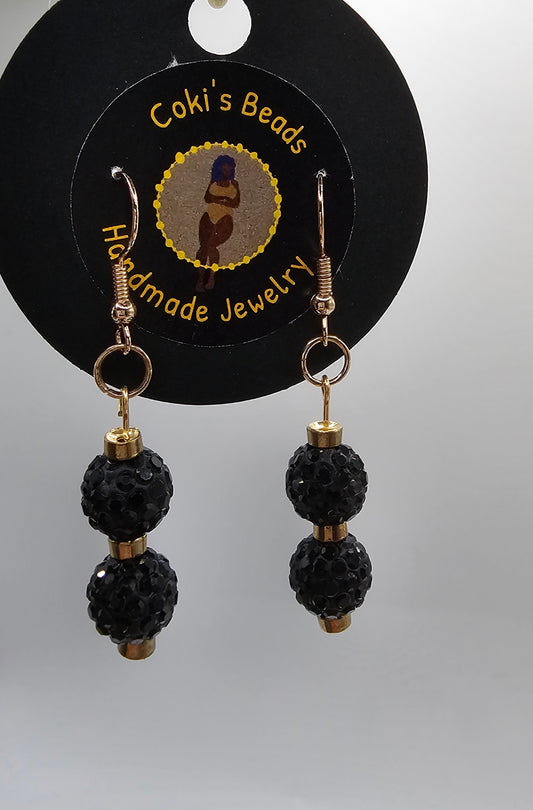 Black and gold ball earrings