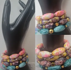 Marbled Glass Stretchy Bracelets